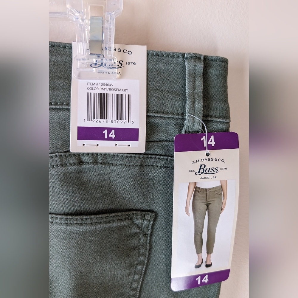 NWT Bass womens stretch jeans olive size 14